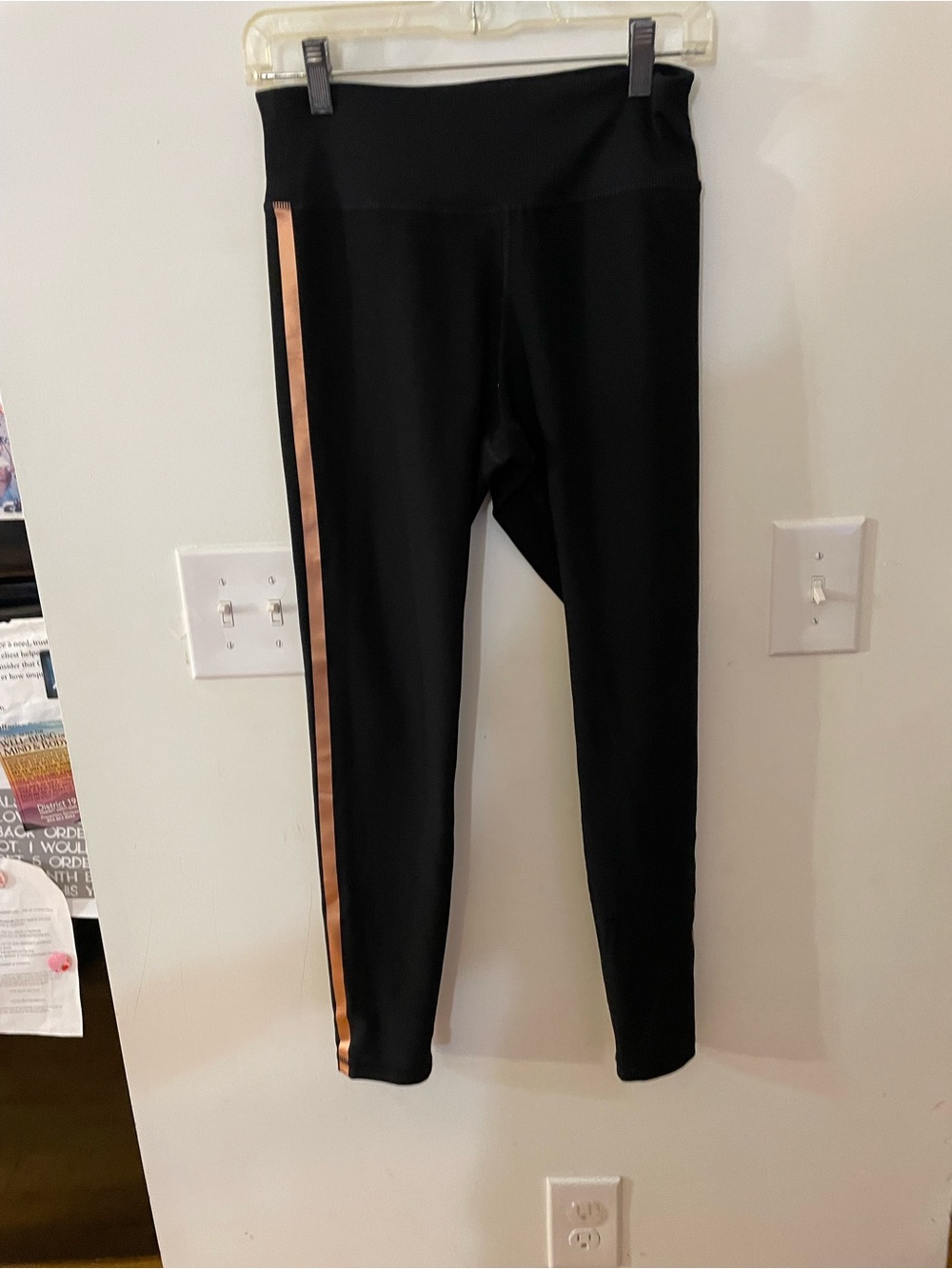 Dip Black Leggings with Rose Gold Side Stripe Size M